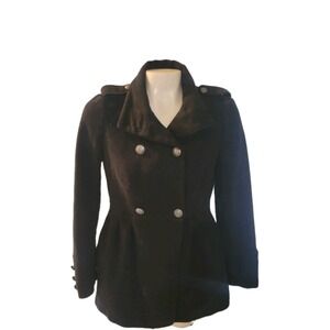 FOREVER 21 Black Peacoat Jacket Military Style Double Breasted Coat S Officecore